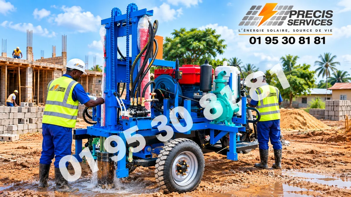 Équipe de forage au travail sur un chantier au Bénin
